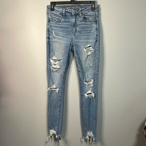 American Eagle Outfitters Light Blue Distressed Jeggings